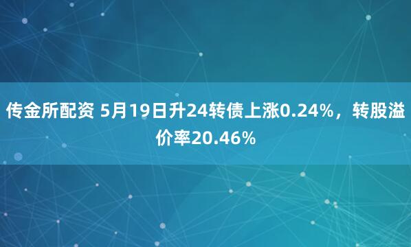 传金所配资 5月19日升24转债上涨0.24%，转股溢价率20.46%
