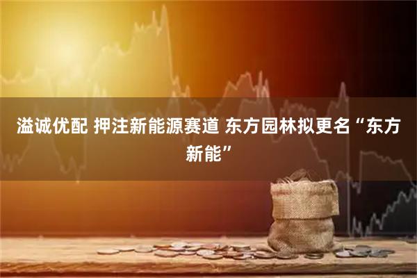 溢诚优配 押注新能源赛道 东方园林拟更名“东方新能”